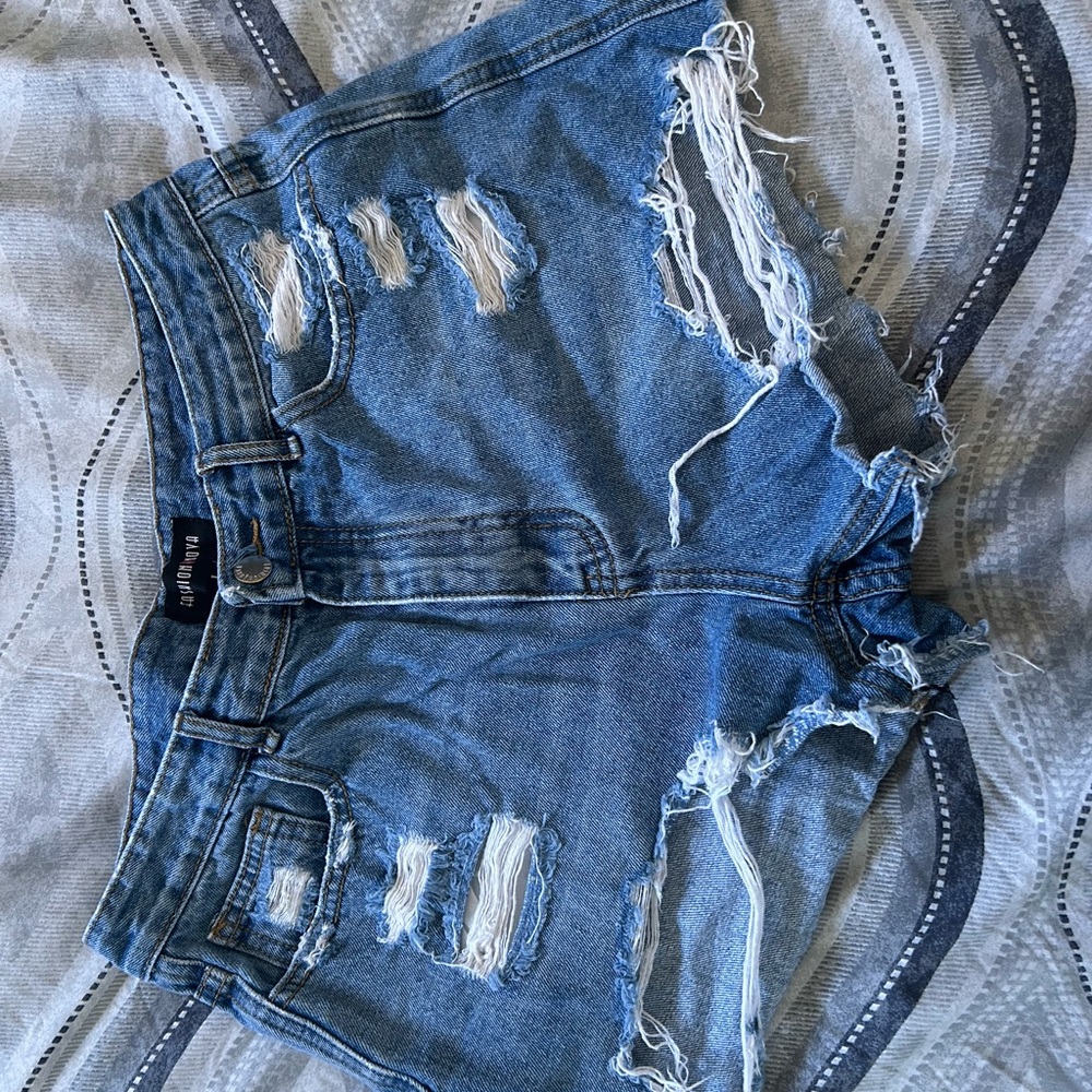 Fashion Nova Blue High-Waisted Jean Shorts